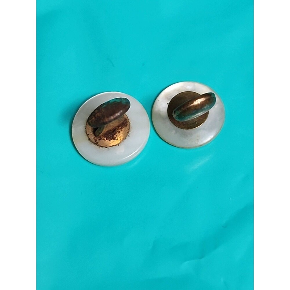 Vintage Swank Mother of Pearl Cufflinks Gold Tone Mid-Century Mens - Picture 4 of 5
